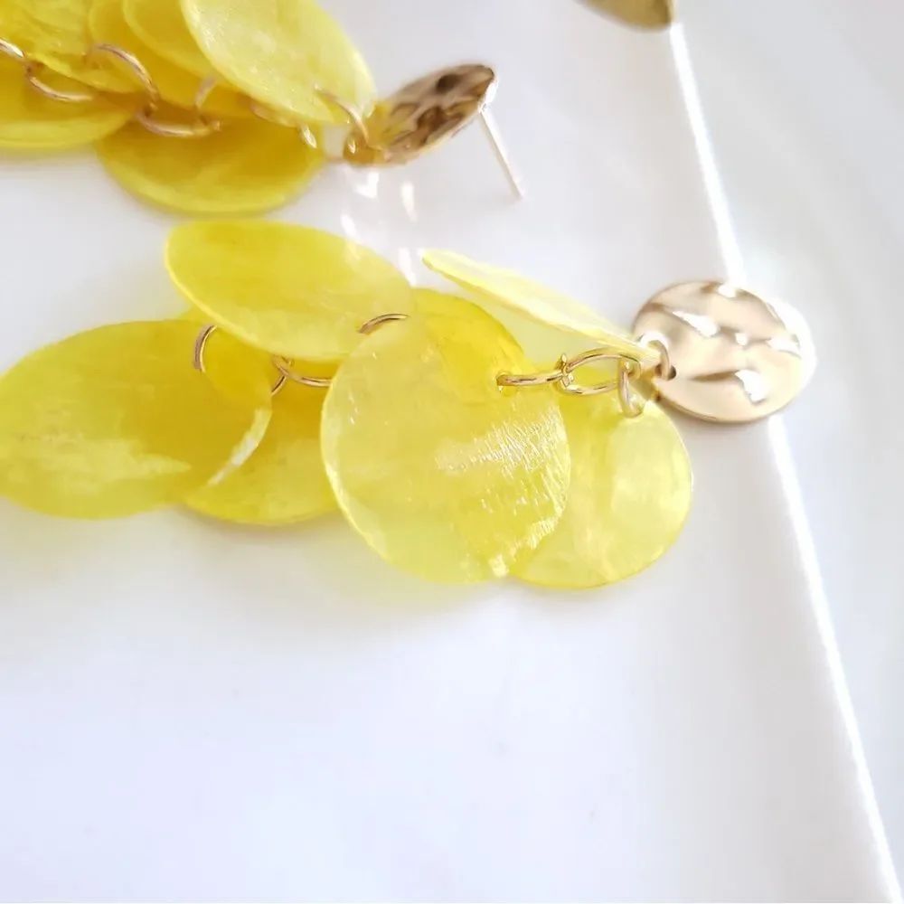 Zara Yellow Natural Shell Earrings - Picture 7 of 9